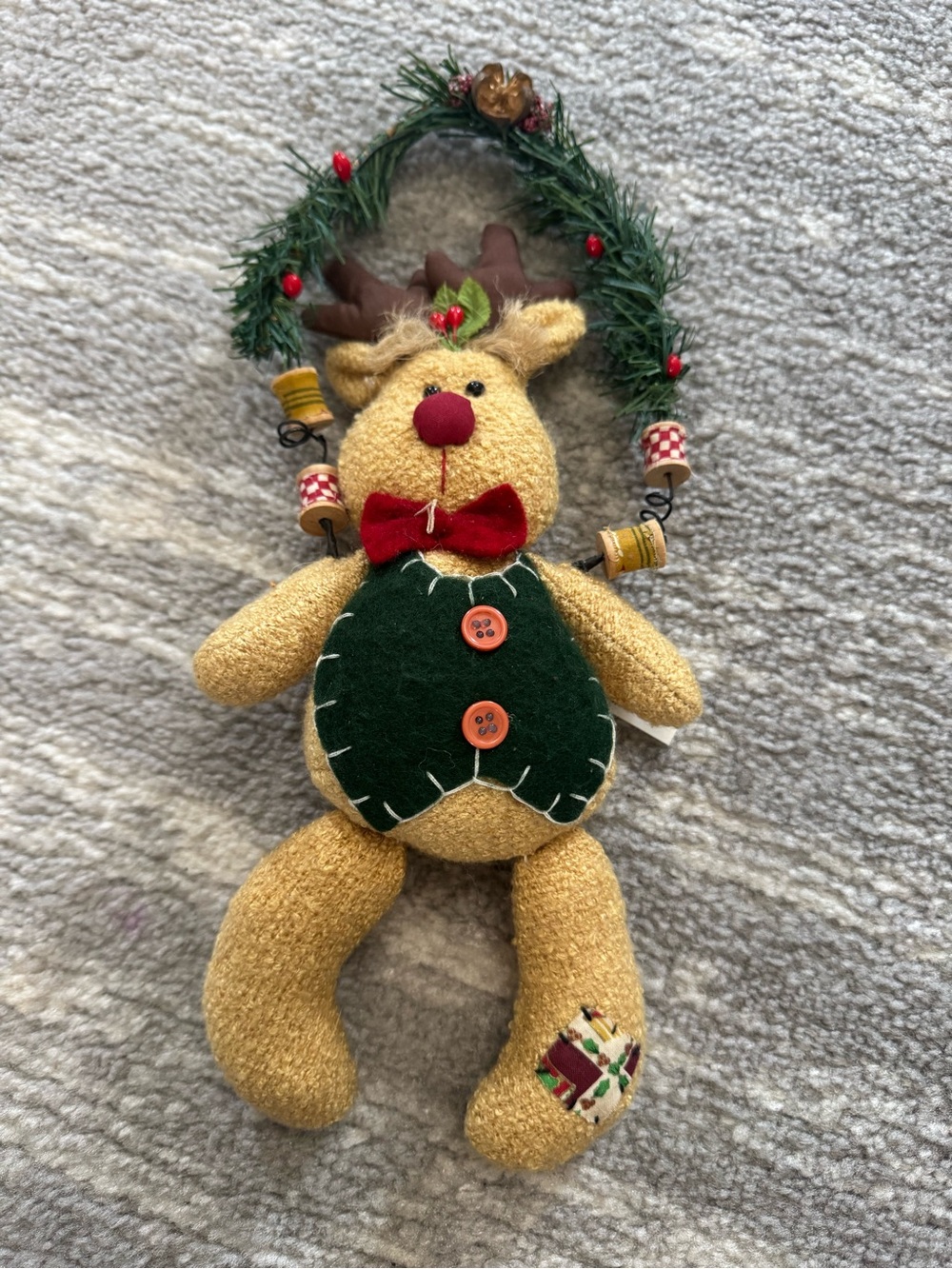 Vintage HomeGoods Plush Holiday Reindeer Hanging Decor